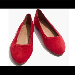 Madewell Reid Ballet Flats in Red Suede